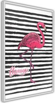 Flamingo on Striped Background.