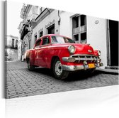 Schilderij - Cuban Classic Car (Red).