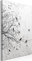 Schilderij - Birds on Tree (1 Part) Vertical.