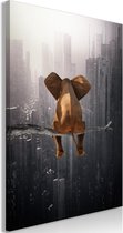 Schilderij - Elephant in the Big City (1 Part) Vertical.