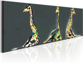 Schilderij - Colourful Giraffes.