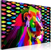 Schilderij - Rainbow Lion (1 Part) Wide.
