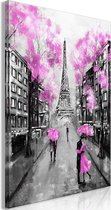 Schilderij - Paris Rendez-Vous (1 Part) Vertical Pink.