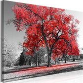 Schilderij - Autumn in the Park (1 Part) Wide Red.