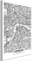 Schilderij - Map of London (1 Part) Vertical.