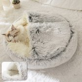 Meows Kattenmand - Katten Nestje - Rond Dieren Bed -  Zacht En Comfortabel - Huisdieren - Pluche - 50x50 cm - Grijs Fluffy