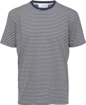 SELECTED HOMME BLUE SLHRELAXBUTCH STRIPE SS O-NECK TEE U  T-shirt - Maat S