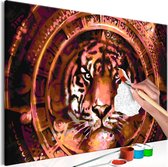 Doe-het-zelf op canvas schilderen - Tiger and Ornaments.