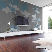 Fotobehangkoning - Behang - Vliesbehang - Fotobehang - Blauwe magnolia kunst - 300 x 231 cm