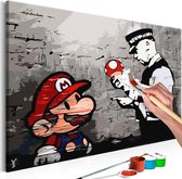 Doe-het-zelf op canvas schilderen - Mario (Banksy).