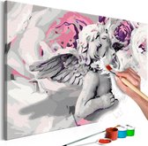 Doe-het-zelf op canvas schilderen - Angel (Flowers In The Background).