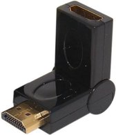 HDMI Adapter M-F - HDMI-stekker - HDMI-bus - 90° - 270° naar boven haaks Vergulde steekcontacten - Zwart