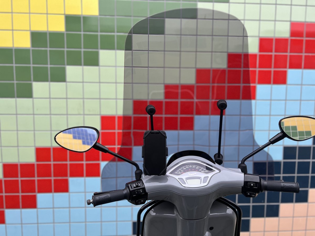 Telefoonhouder voor Scooter - Motor - MANOS LIBRES - MODEL E Pro - Windscherm Bevestiging - Universeel - Zwart - Piaggio - Vespa - Zip – foto 8