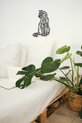 foto van Geometrische Kat - 50 x 35 - Houten Dieren - Wanddecoratie - Zwart - Houten art - Muurdecoratie - Line art - Wall art - Wandborden - Bohemian