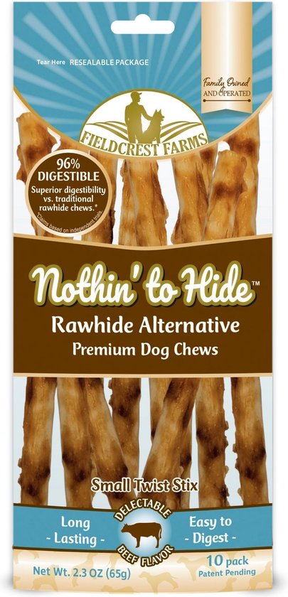 Nothin' To Hide Twist Stix - Rund of Kip smaak - 100% natuurlijk - op basis van Rundercollageen - Gezond Alternatief voor Rawhide - Inhoud 65 gram - Twist Stix Rund - 65 gram