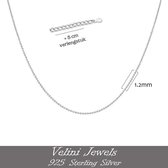 Velini jewels-ROLO925F-1.2mm925 Zilver Ketting- 70 cm + 5 cm verlengstuk