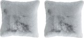 OZAIA Set van 2 sierkussens met bonteffect BUNNY - 100% polyester - 45 x 45 cm - Grijs L 45 cm x H 5 cm x D 45 cm
