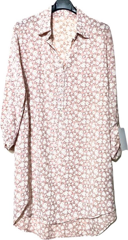 Robe chemise - Imprimé floral - Manches longues - Rose - Taille unique ( S-XL)