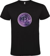 Zwart t-shirt met groot 'BitCoin print' in Paarse tinten size L