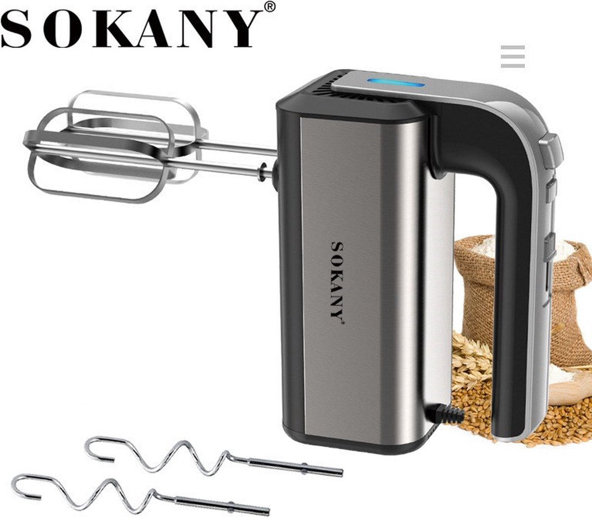 Sokany Handmixer met 5 standen Extra Krachtig 800W Compacte mixer Keukenmachine Hand klopper voor de Keuken