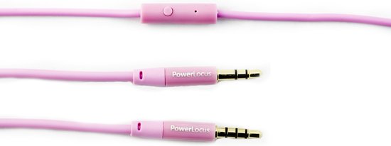 PowerLocus Audio Kabel 3.5mm Jack, Aux Kabel met Microfoon voor Koptelefoons - Roze