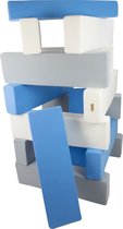 Foam blokken kinderen - 15 delig - XXL bouwblokken - wit, blauw, grijs
