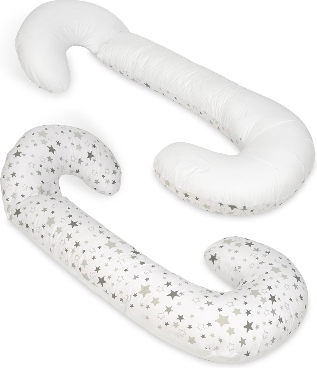Body pillow - 240 cm - 100% katoen - wit en wit met sterren