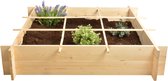 Vierkante meter tuin - hout - inclusief worteldoek - 9 vakken - moestuin - 100x100x20 cm