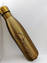Afecto waterfles goud met naam! | inhoud 500ml | voor warme en/of koude dranken. Persoonlijk en duurzaam