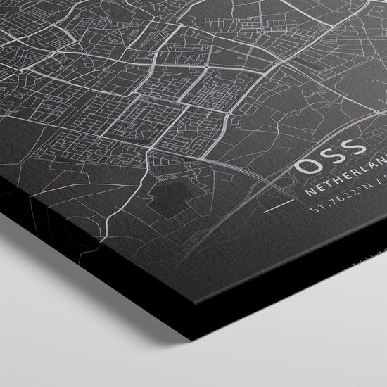 Artaza - Peinture sur Canevas - Carte de ville d'OSS en noir - 20x30 - Petit - Photo sur Toile - Impression sur Toile