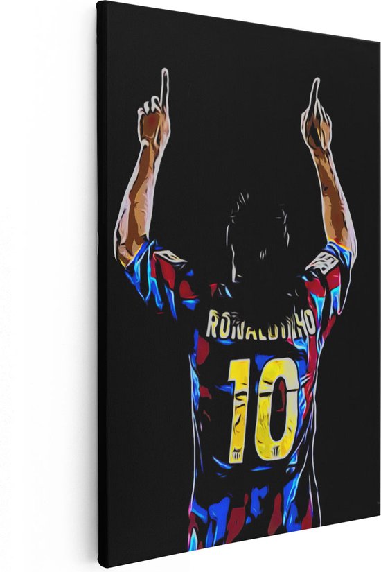 Artaza Canvas Schilderij Ronaldinho bij FC Barcelona - 40x60 - Poster Foto op Canvas - Canvas Print