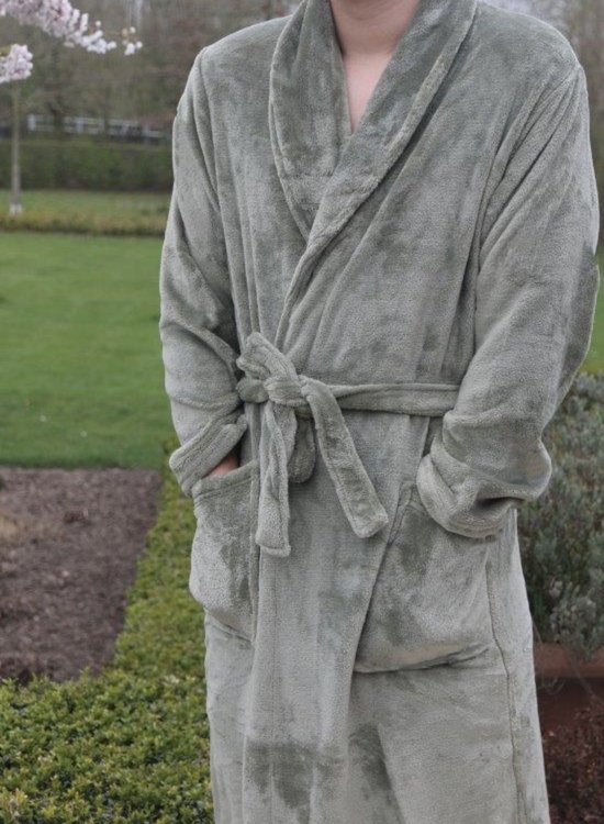 Badjas - Robe de chambre - Molleton - Couleur Olive - Taille XL