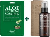 Benton Hydrating & Skin Repair K Beauty Set: Aloe Soothing Mask Pack (1) + Snail Bee High Content Skin Lotion 150ml (1) - Korean Skincare - Camellia Sinensis Leaf Water - Aloe Vera