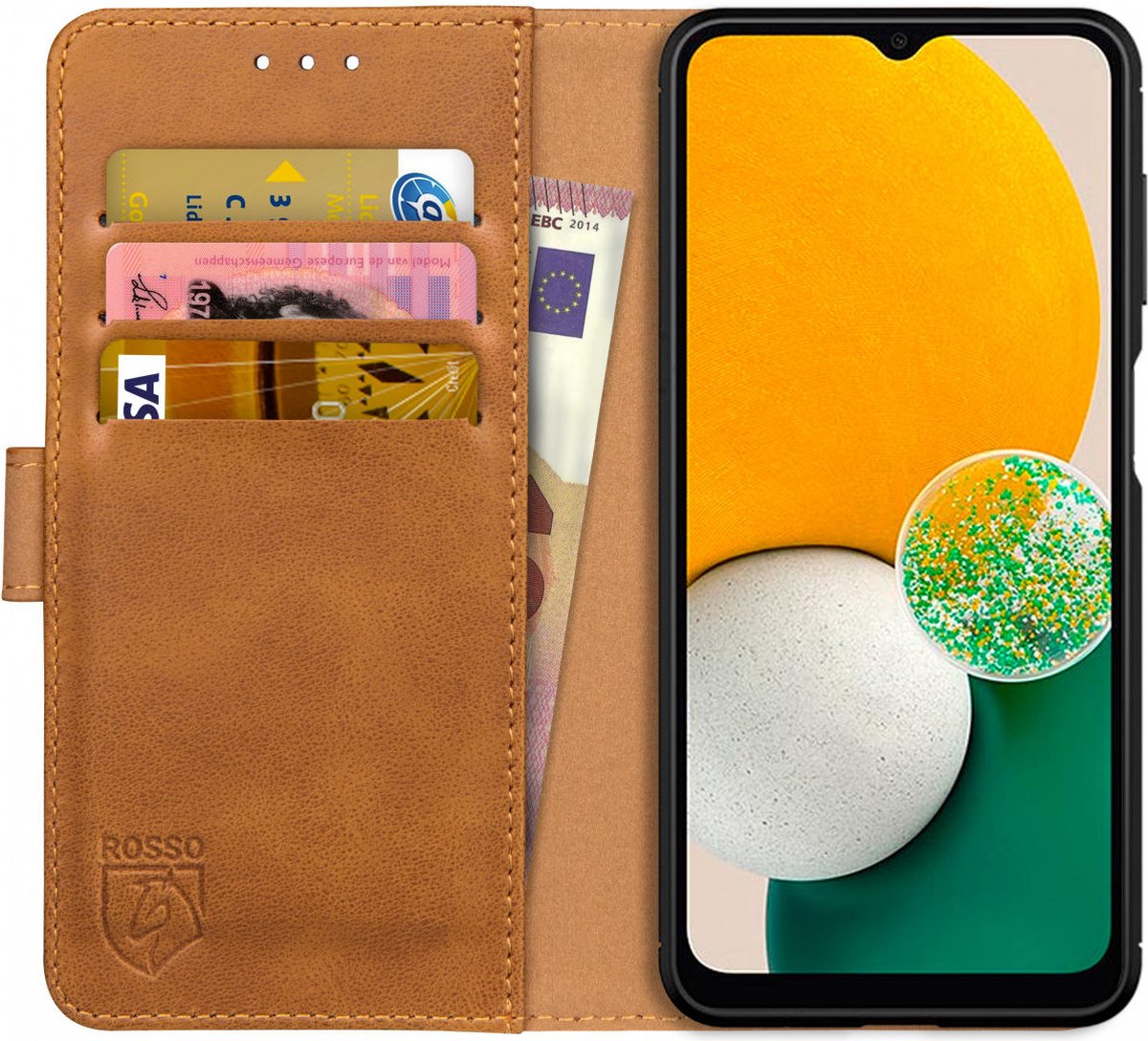 Rosso Element Hoesje Geschikt voor Samsung Galaxy A13 5G/A04s Book Cover Lichtbruin