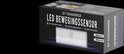 De verpakking van een GT Commerce LED Bewegingssensor lamp, met een afbeelding van de lamp en de tekst 'Koud wit' en 'Warm wit'.