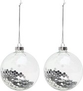 LuxuryLiving - Kerstballen - 2 pcs - Kristal - Geschatte diameter: 8 cm - Zilverachtig - 119803