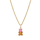 Ketting bear with me brown pink