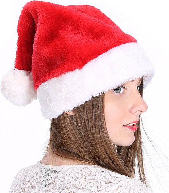 VALICLUD Chapeau de Noël Velours en Peluche Bonnet de Noel Classique Chapeau de Noël Rouge pour Adultes Hommes Femmes 2 Pièces 