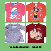 Disney voordeelpakket 4 stuks - Maat 92 - Meisjes - Minnie Mouse / Sneeuwwitje / Smurfen - Sweater Longsleeve T-shirt Lange Mouwen