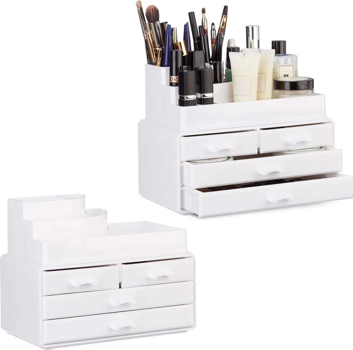 Goedkoopste 2x make-up organizer - tweedelig - cosmetica opbergdoos - lippenstift houder
