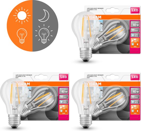 Lampe LED Proventa® Sensor E27 avec capteur jour et nuit - Blanc chaud - 3  lampes à... | bol.com