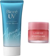 Laneige Lip Sleeping Mask Berry 20g + Biore UV Aqua Rich Watery Essence SPF 50+ PA++++ 50g SET