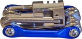 Multitool fiets - Fietsgereedschap - Inbussleutelset - Met kettingpons - Minitool - 11 delig - Blauw