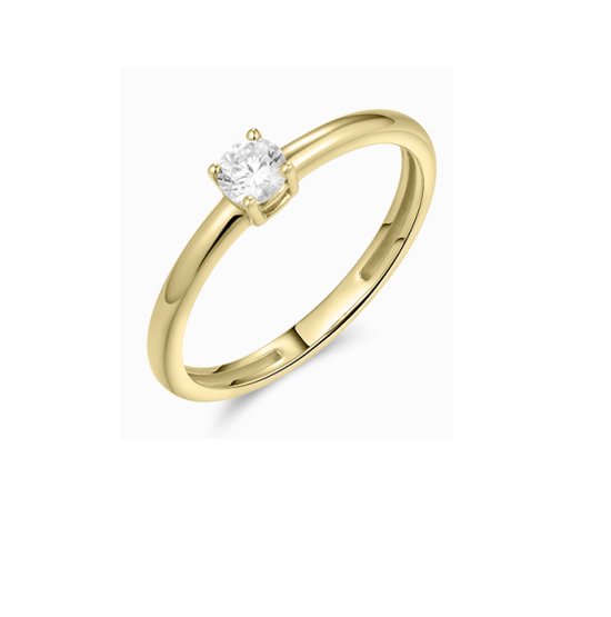 Schitterende 14 Karaat Gouden Ring met Zirkonia 17,75 mm. (maat 56) | Verlovingsring | Aanzoeksring