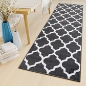 Tapiso Luxury Tapijtloper Grijs Donker Marokkaanse Trellis Gang Woonkamer Vloerkleed Maat- 90x100