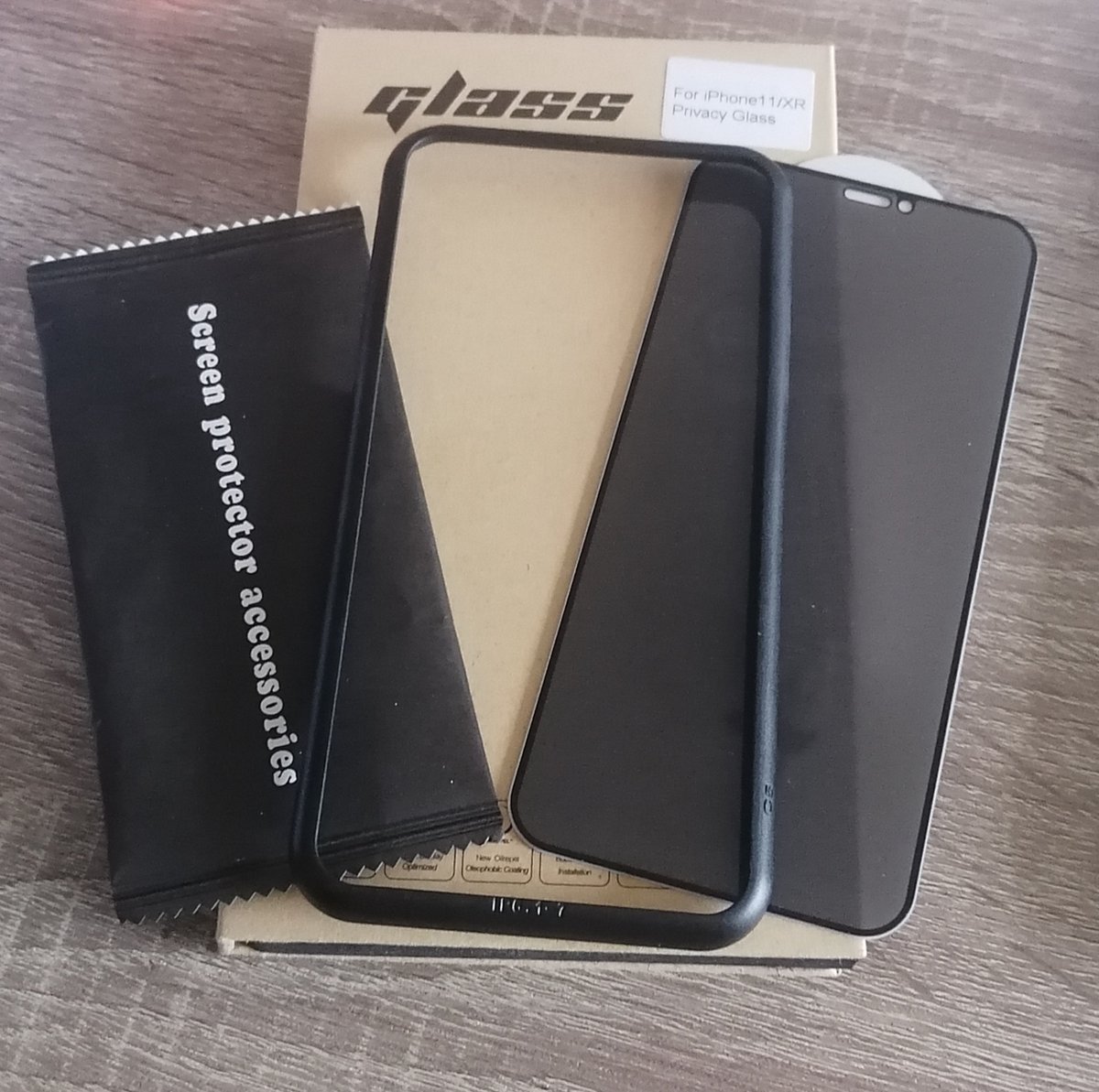 Privacy Screenprotector iPhone 11/XR Glass met guide tool - Full Prive Glass/ Anti Spy Beschermen met hulp gereedschap