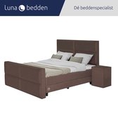 Luna Bedden - Boxspring Skye - 140x210 Compleet Bruin 4 vakken Bed