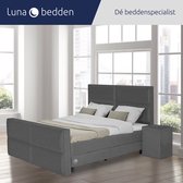 Luna Bedden - Boxspring Skye - 140x200 Compleet Grijs 4 vakken Bed