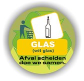 Glas (wit) afvalbak recycling symbool sticker