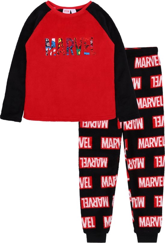 Rood-zwarte warme pyjama voor jongens MARVEL / 10-11 jaar 146 cm